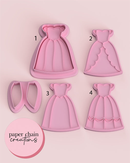 Princess Dress Gown Cookie Cutter and Fondant Embosser