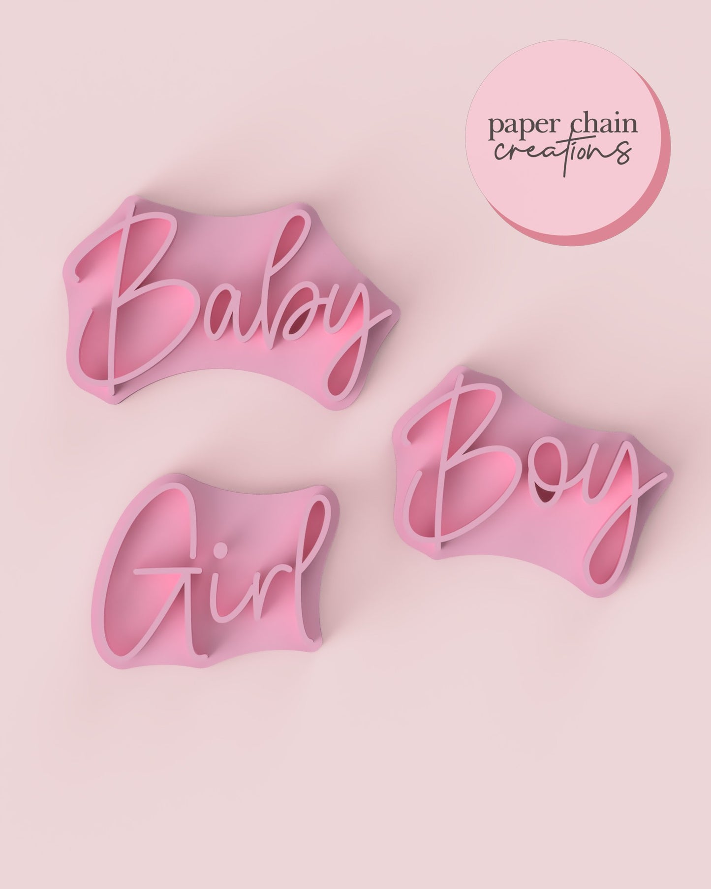 Baby Boy Girl Citrus Script Fondant Embossers