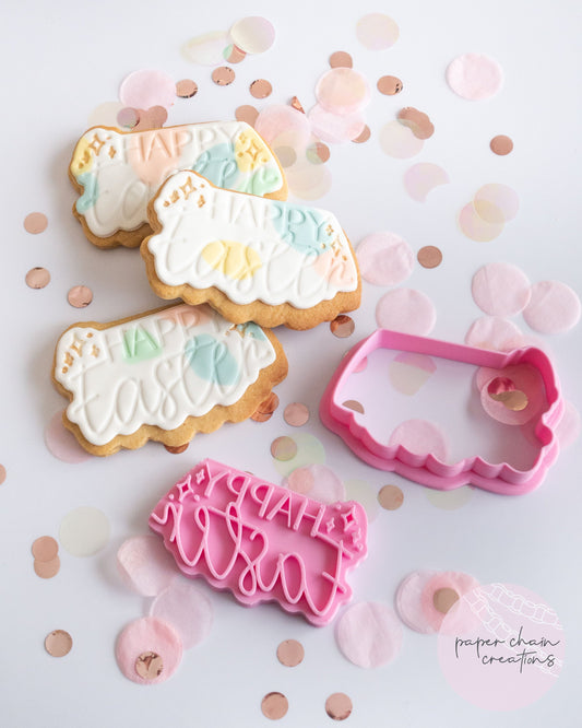 Happy Easter V2 Cookie Cutter and Fondant Embosser