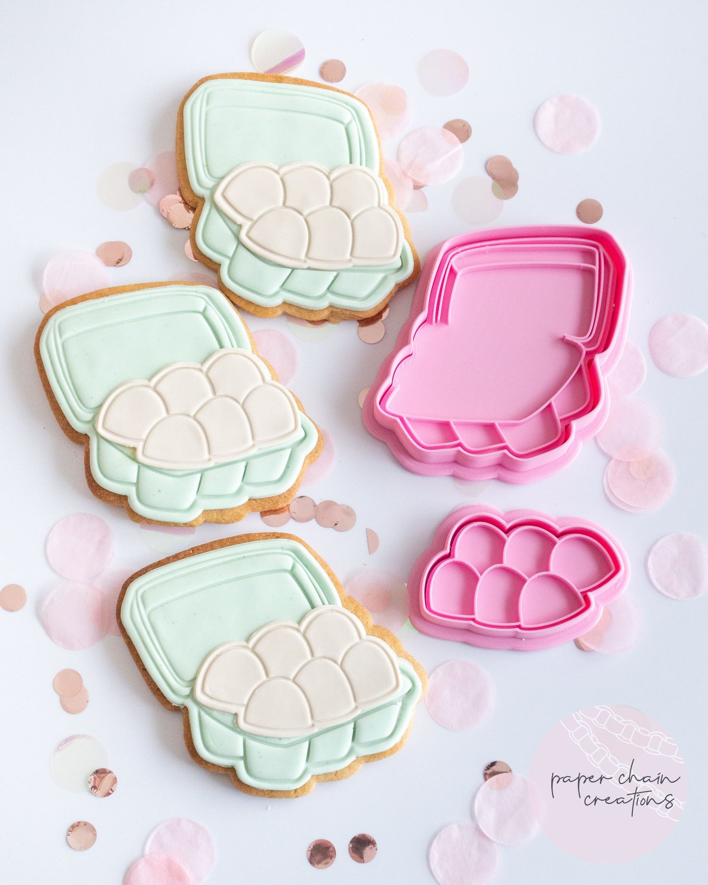 Egg Carton Cookie Cutter and Fondant Embosser SET