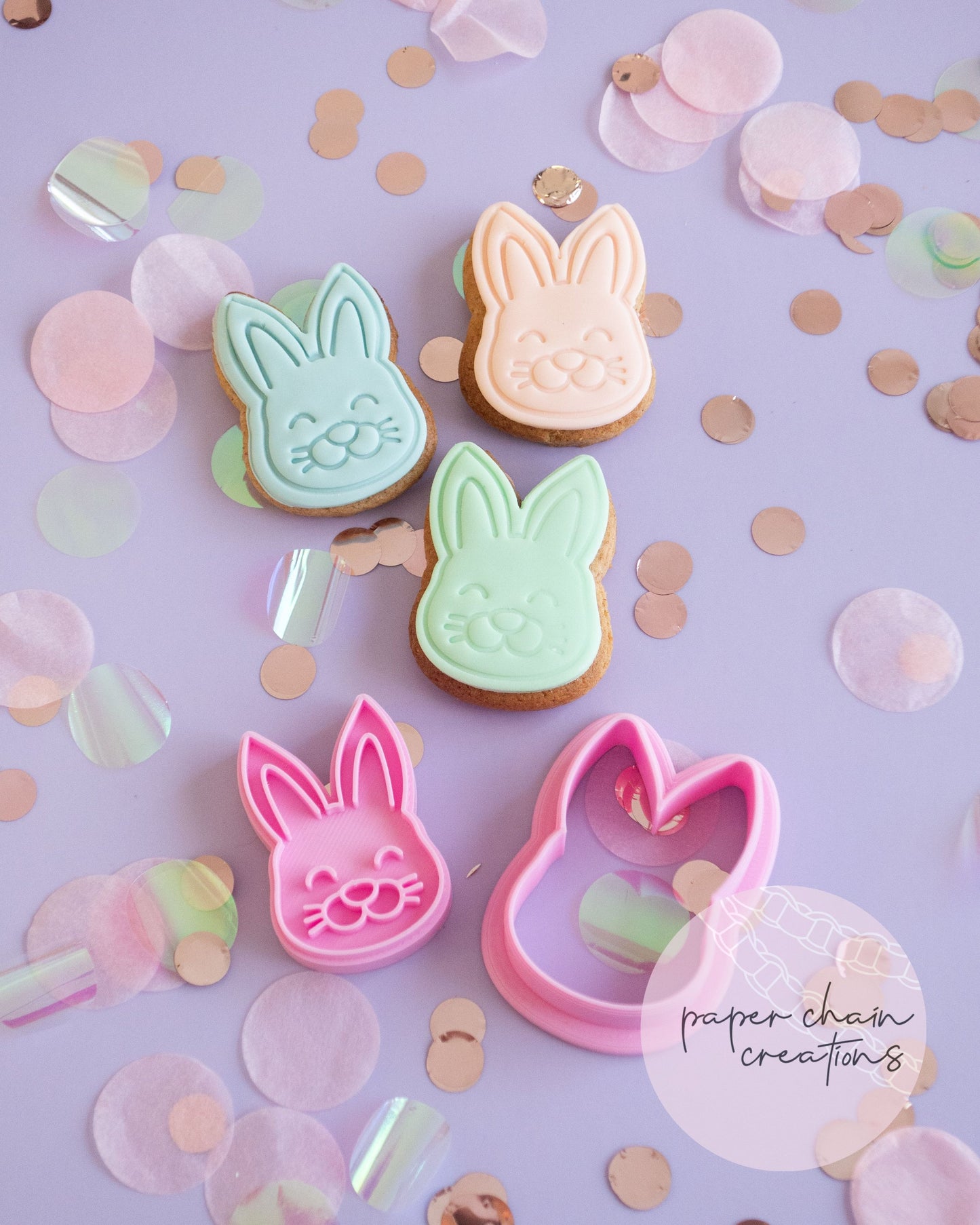 Easter Bunny with Pointy Ears Cookie Cutter and Fondant Embosser