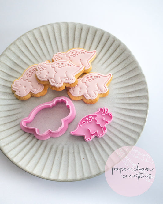 Triceratops Dinosaur Cookie Cutter and Fondant Embosser