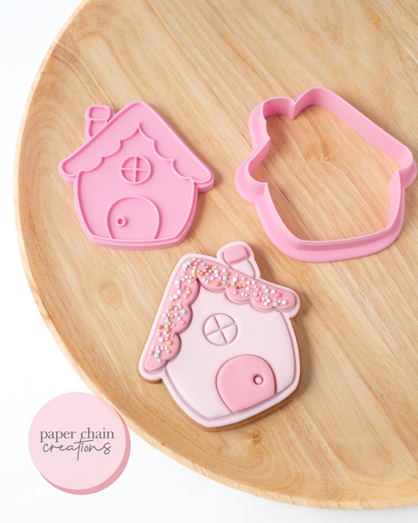 Chubby Gingerbread House Cookie Cutter and Fondant Embosser