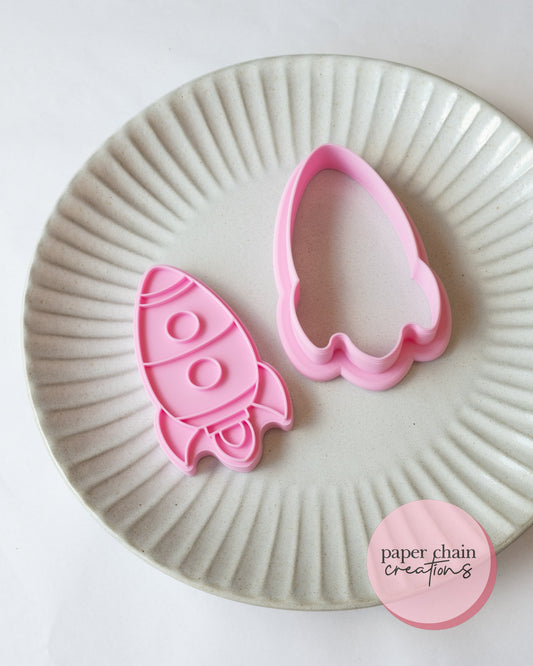 Space Rocket Cookie Cutter and Fondant Embosser