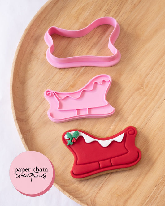 Christmas Sleigh Cookie Cutter and Fondant Embosser