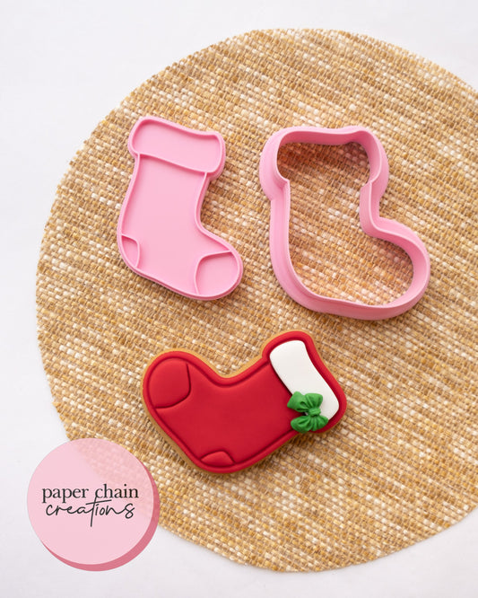 Stocking Cookie Cutter and Fondant Embosser