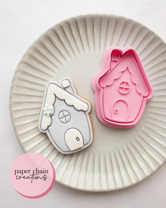 Narrow Gingerbread House Cookie Cutter and Fondant Embosser