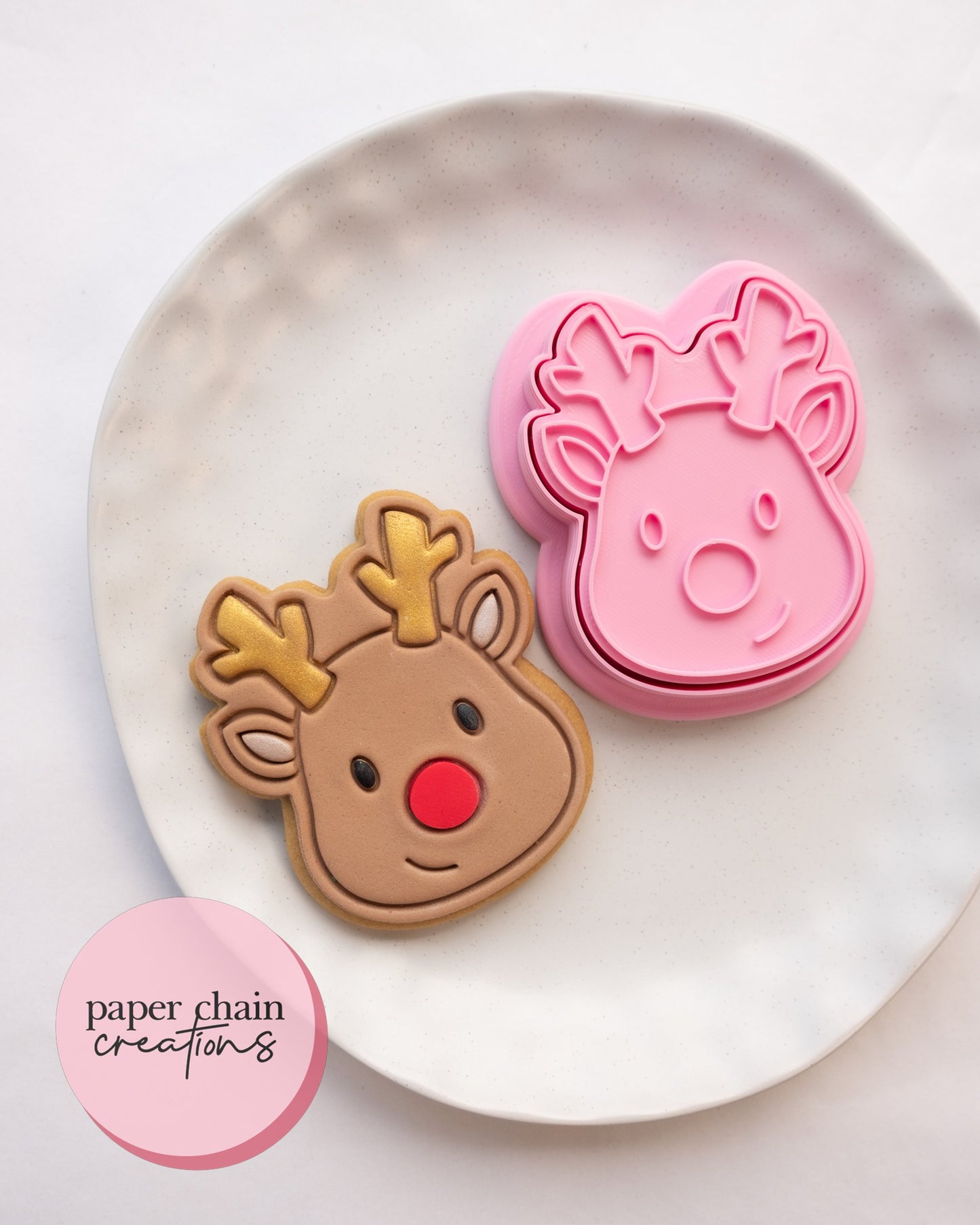 Cute Reindeer Cookie Cutter and Fondant Embosser