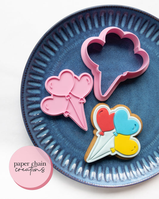 Heart Bunch of Balloons Cookie Cutter and Embosser