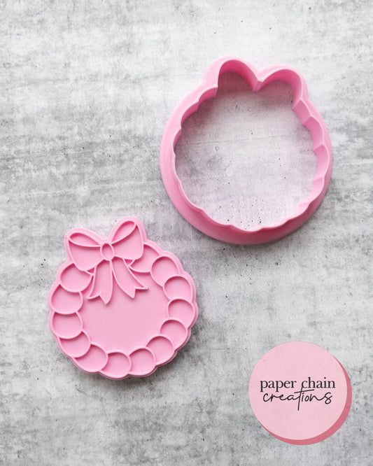 Christmas Wreath Cookie Cutter and Fondant Embosser