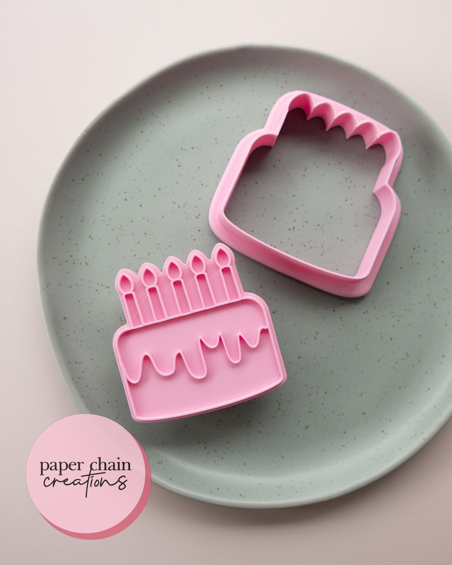 Birthday Drip Cake Cookie Cutter and Fondant Embosser