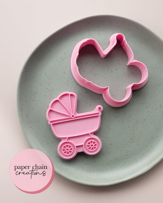 Pram Cookie Cutter and Fondant Embosser