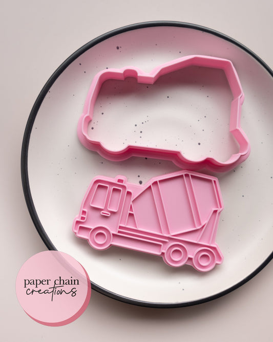 Concrete Mixing Truck Cookie Cutter and Fondant Embosser