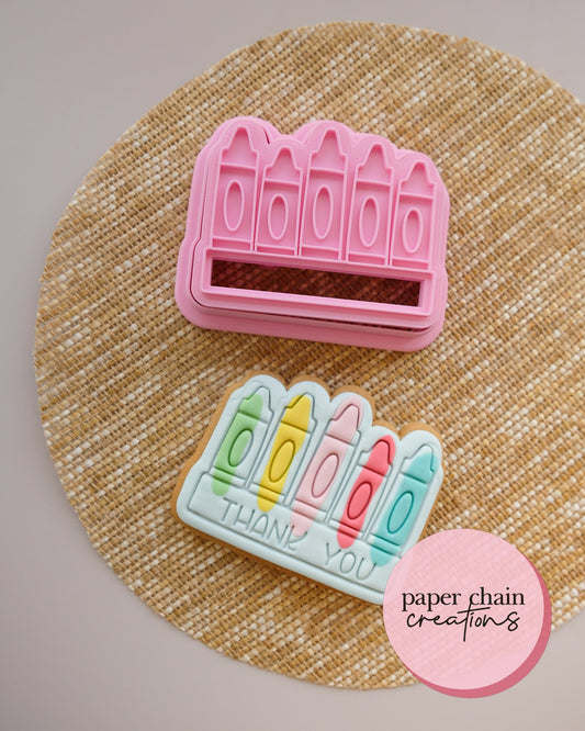 Crayon Plaque Cookie Cutter and Fondant Embosser