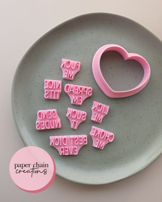 Explicit Candy Heart Cookie Cutter and Fondant Embossers