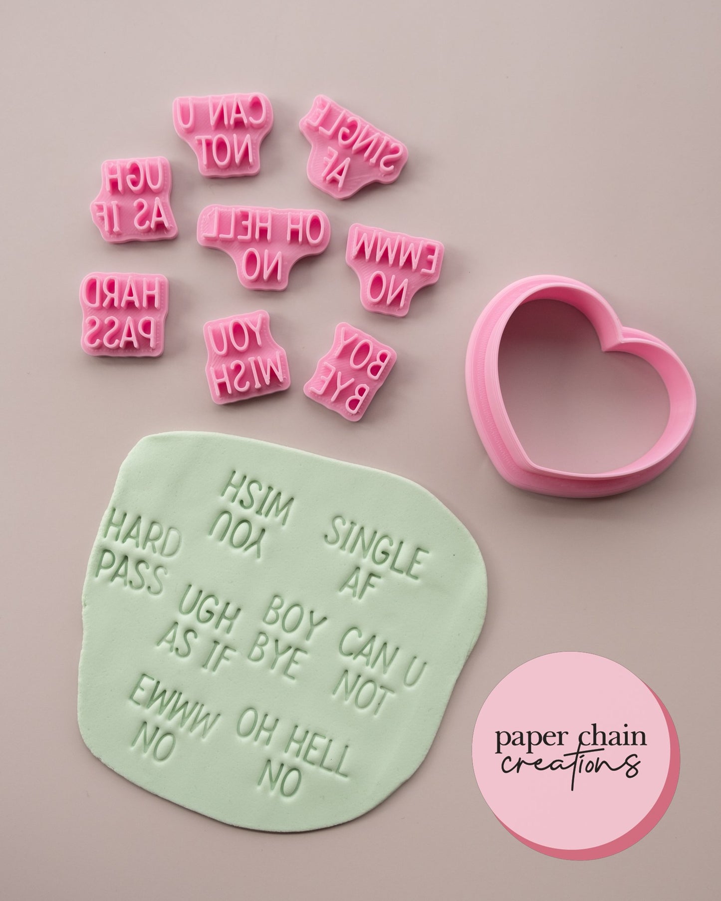 Anti Valentine's Day Candy Hearts Cookie Cutter and Embossers