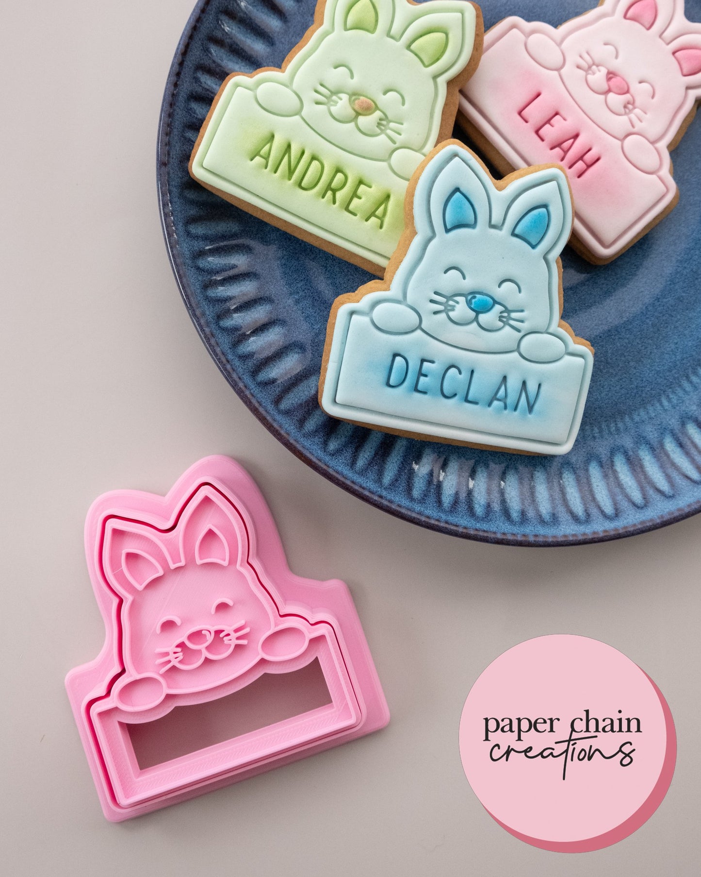 Pointy Ear Bunny Plaque Cookie Cutter and Fondant Embosser