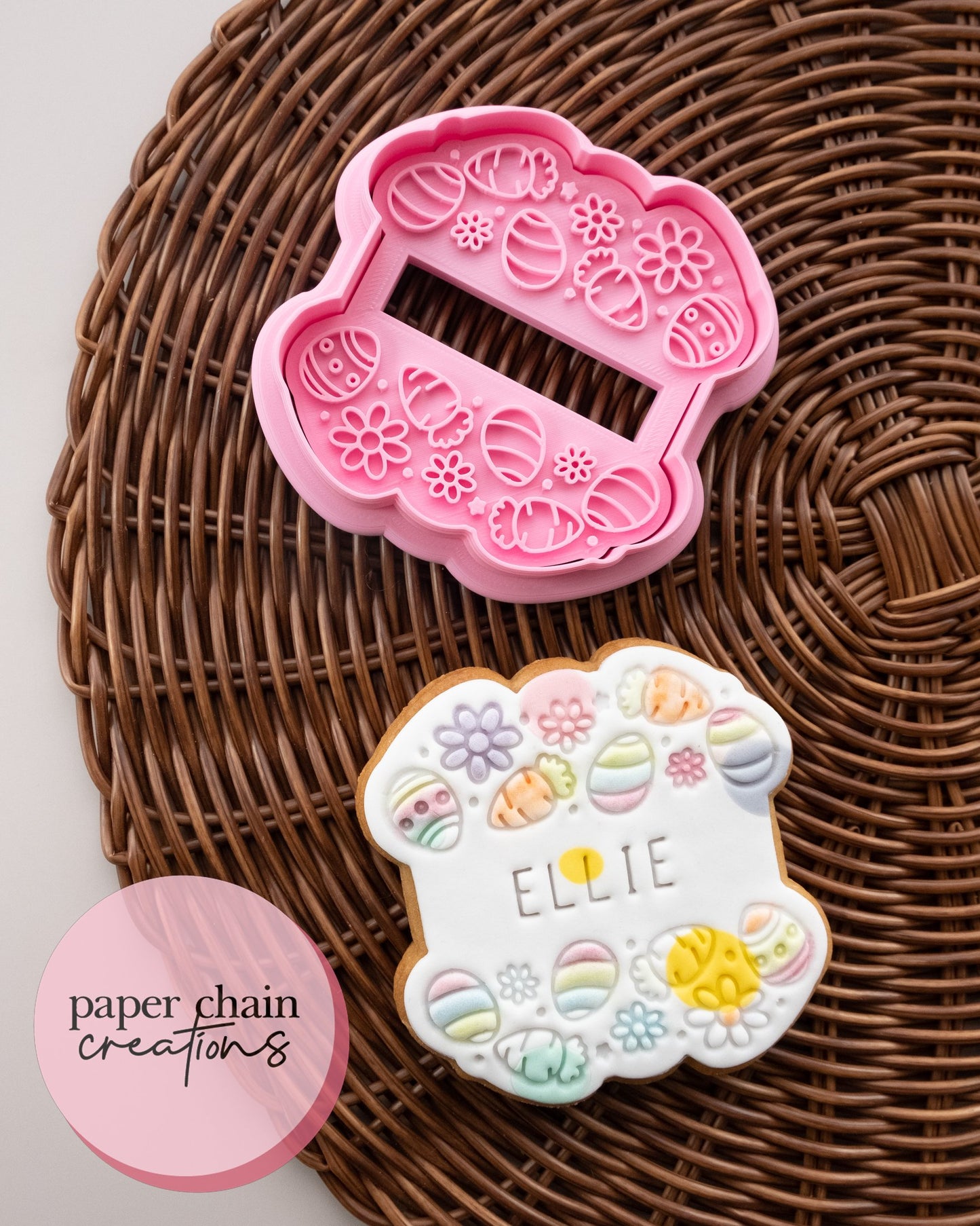 Easter Floral Plaque Cookie Cutter and Embosser