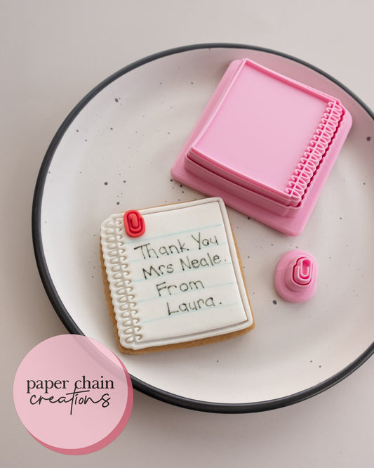 Notebook with Paperclip Cookie Cutter and Fondant Embosser