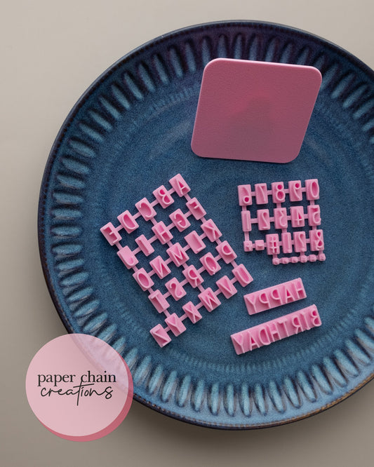 Vanilla Alphabet Font Fondant Embosser Stamp Set