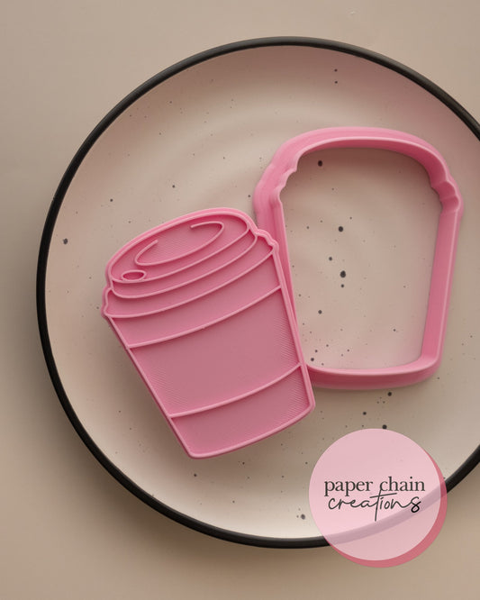 Coffee Takeaway Cup Cookie Cutter and Fondant Embosser