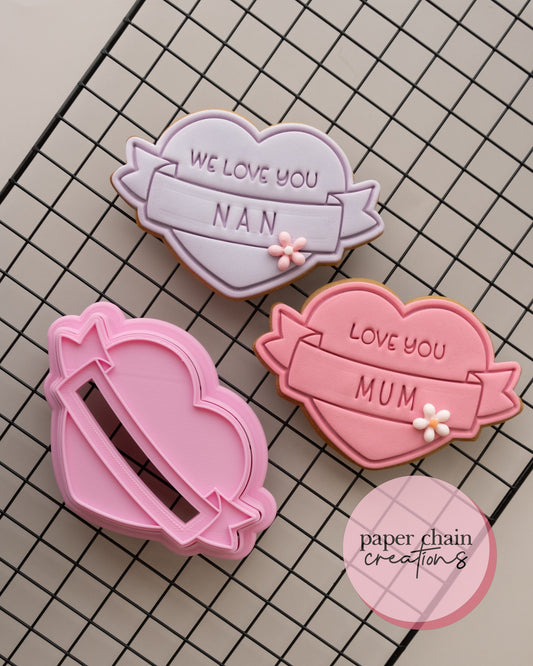 Heart with Banner Cookie Cutter and Embosser