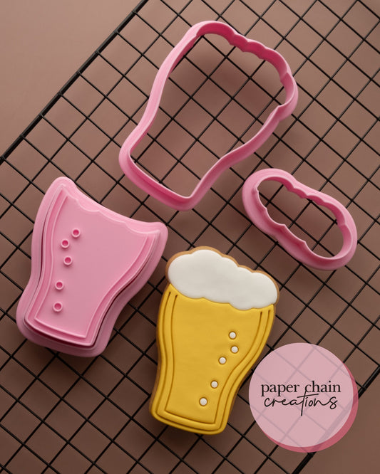 Beer Glass Cookie Cutter and Embosser SET