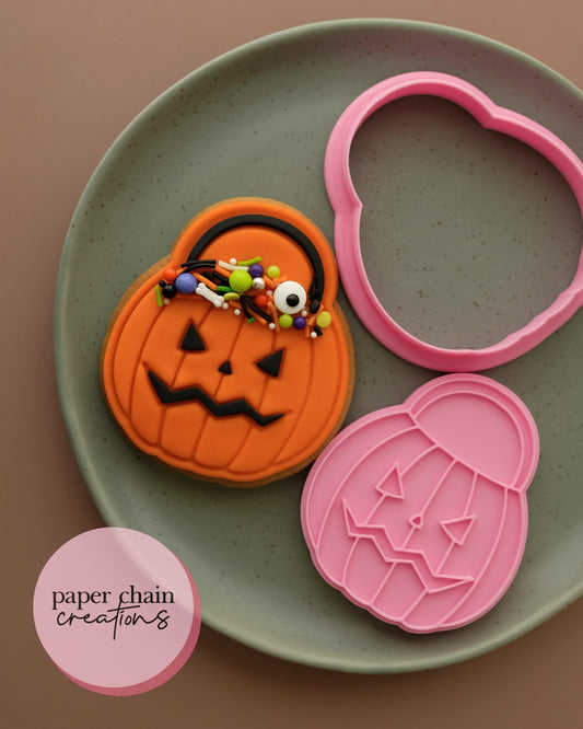 Pumpkin Treat Bucket Cookie Cutter and Fondant Embosser