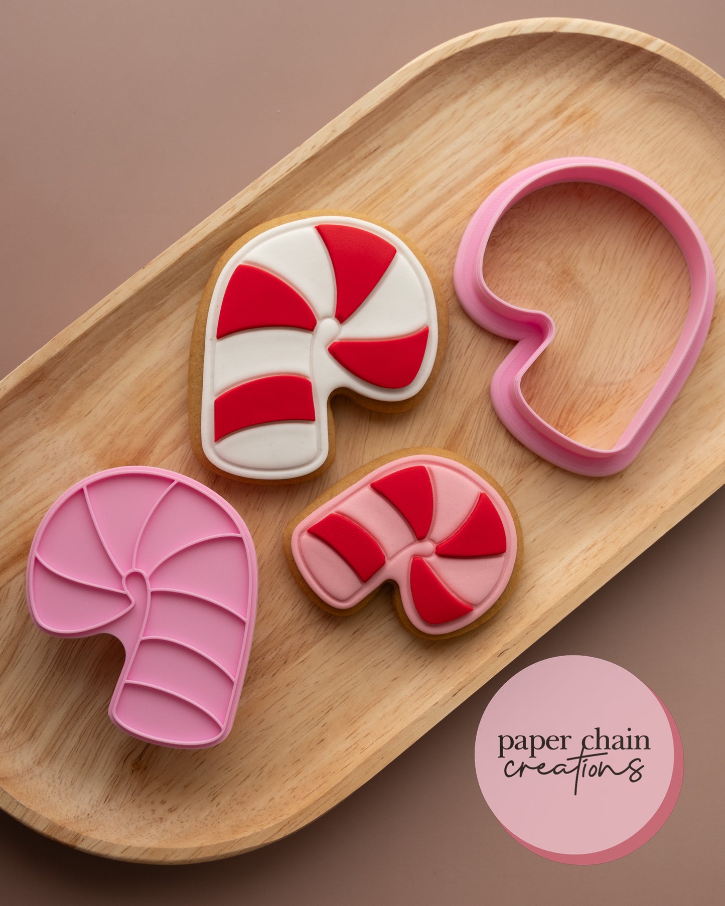 Chubby Candy Cane Mini Cookie Cutter and Embosser