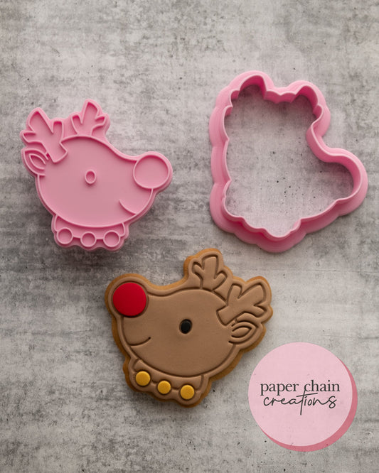 Side Profile Reindeer Cookie Cutter and Fondant Embosser