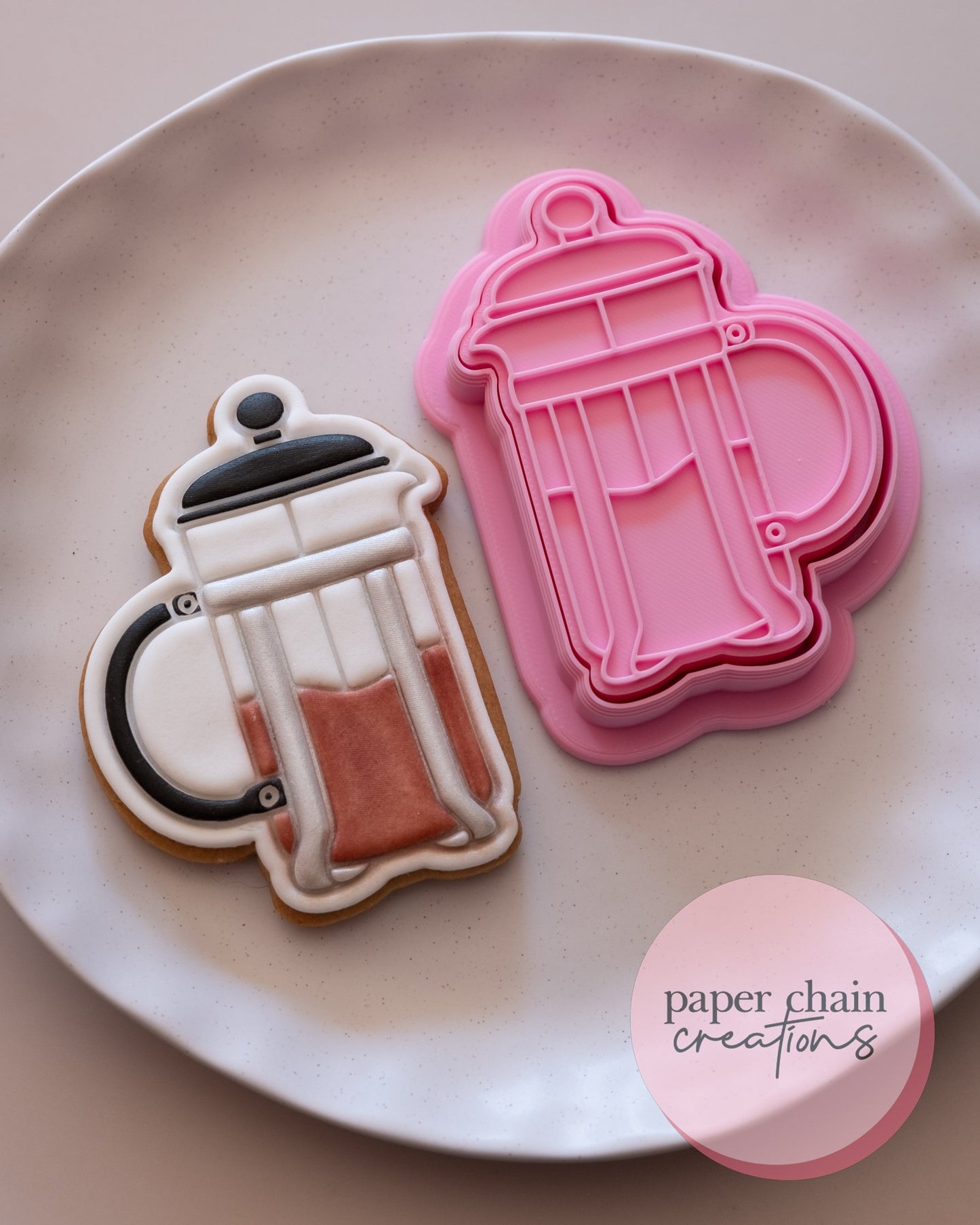 French Press Coffee Cookie Cutter and Fondant Embosser