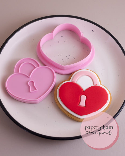 Heart Lock Cookie Cutter and Fondant Embosser