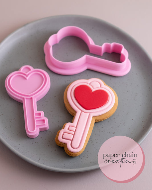 Heart Key Cookie Cutter and Fondant Embosser