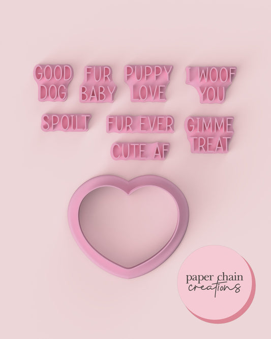 Doggy Candy Hearts Cookie Cutter and Fondant Embossers