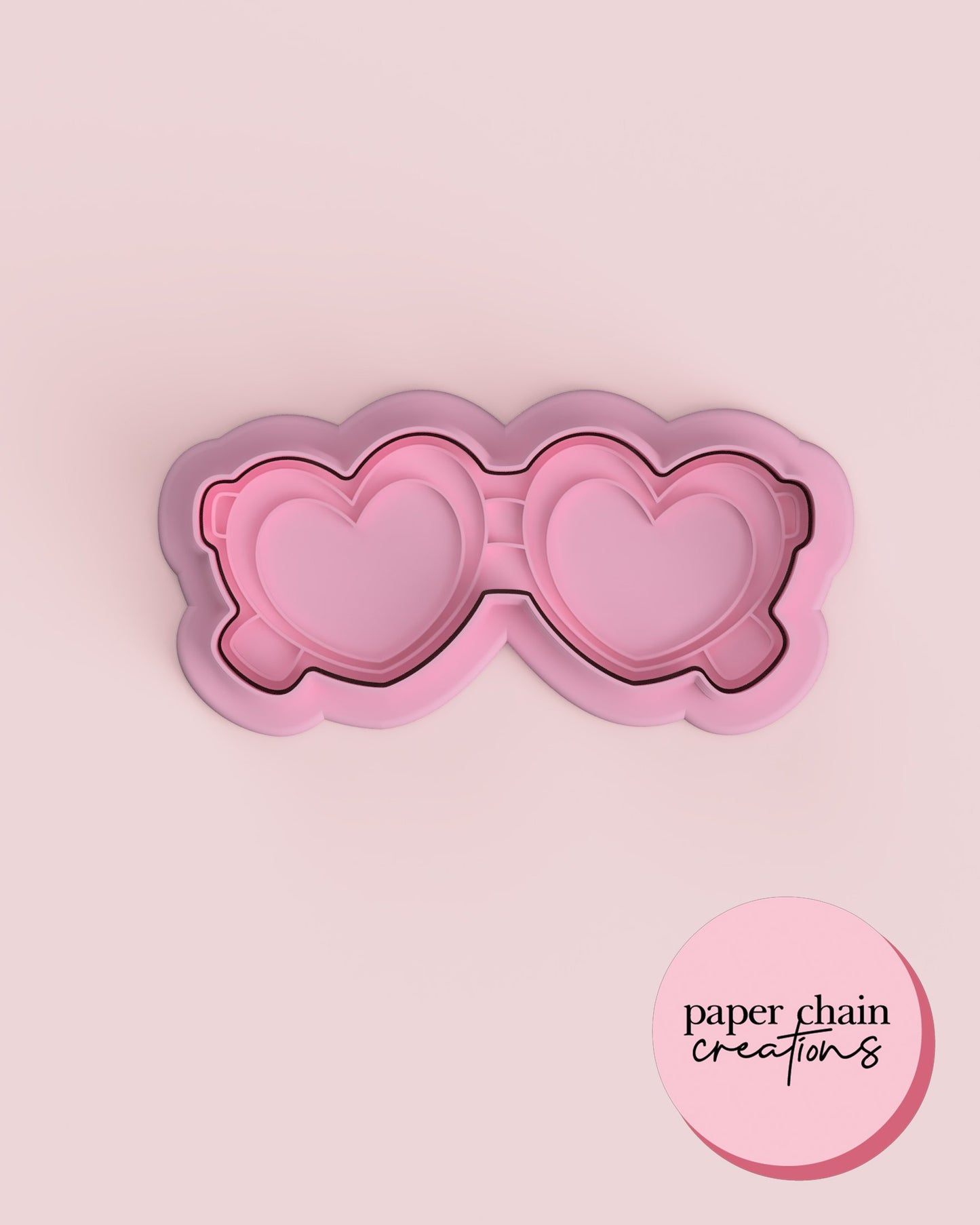 Heart Glasses Cookie Cutter and Fondant Embosser