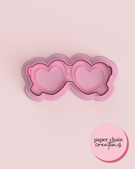 Heart Glasses Cookie Cutter and Fondant Embosser