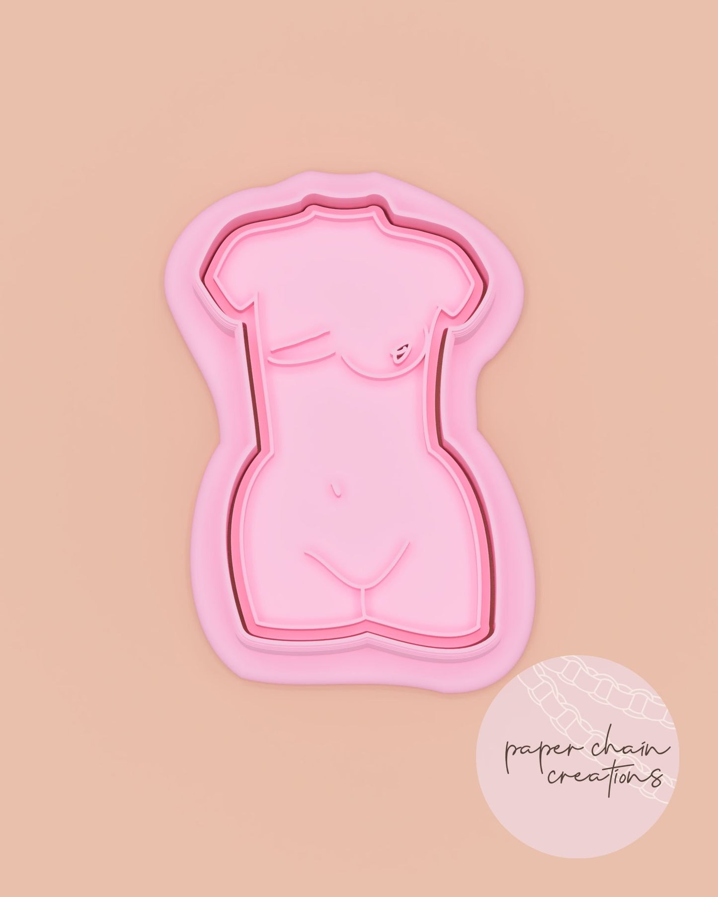 Lady with Mastectomy Body Cookie Cutter and Fondant Embosser