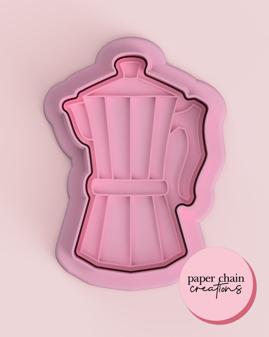 Moka Coffee Pot Cookie Cutter and Fondant Embosser