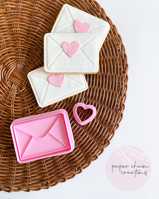 Love Envelope Cookie Cutter and Fondant Embosser SET