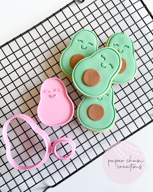 Avocado Cookie Cutter and Fondant Embosser SET