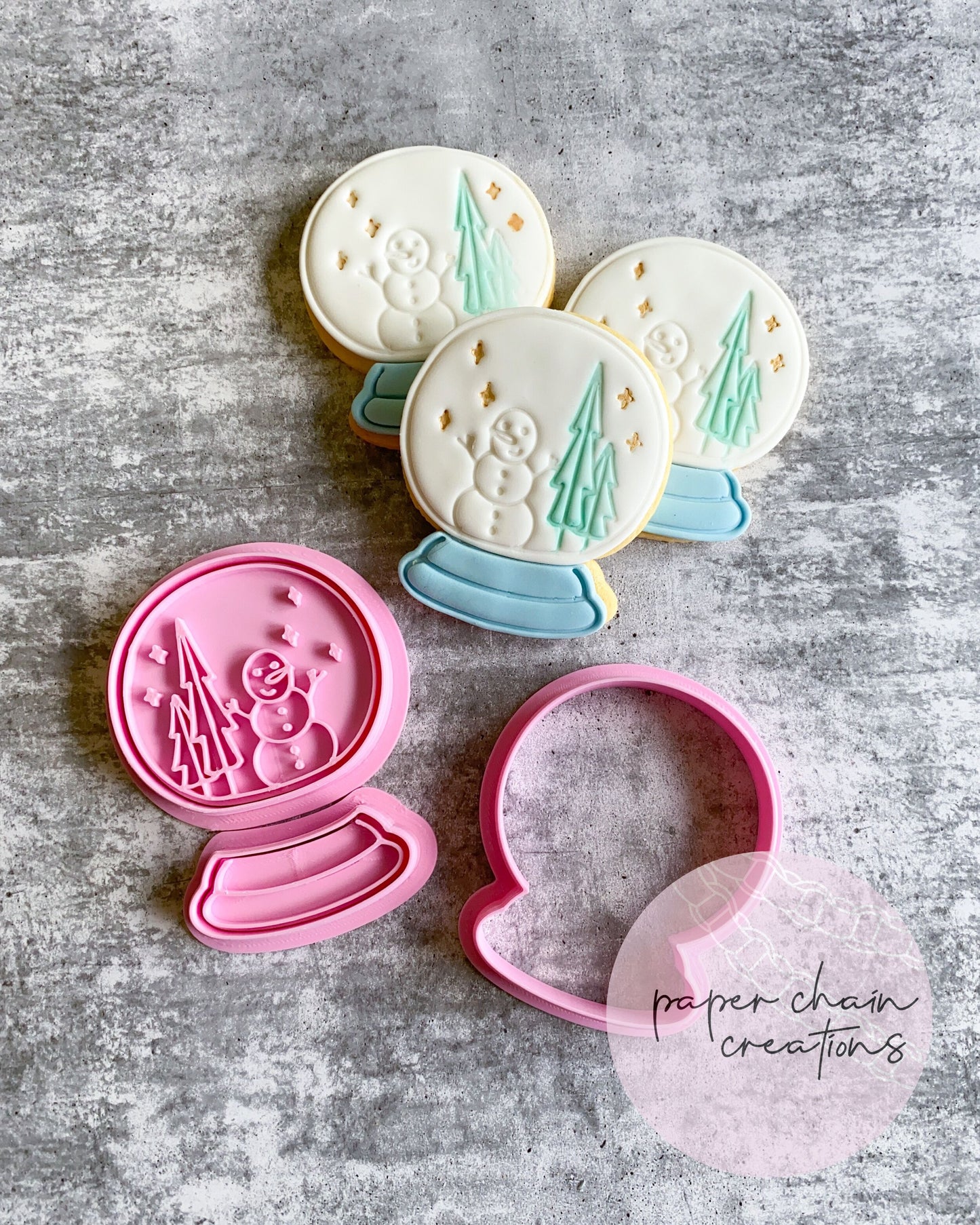 Snow Globe Cookie Cutter and Fondant Embosser SET