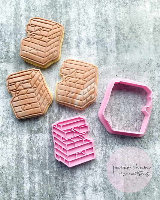 Wooden Block Tower Cookie Cutter and Fondant Embosser