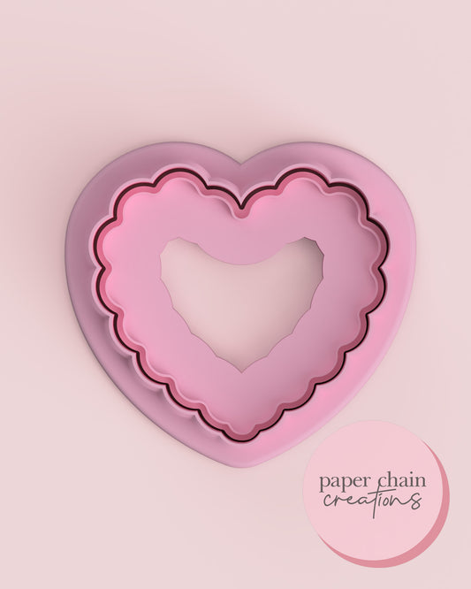 Wavy Heart Plaque Cutter and Fondant Embosser